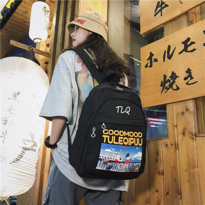 

Ins schoolbag female Korean version of high school backpack college students simple old fashionable shoulder bag