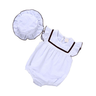 

Newborn Baby Girls Sleeveless Ruffles Romper Summer Cotton Woven Cool Breathable Jumpsuit Baby Harness Two Piece Cover