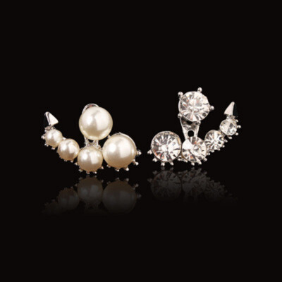 

Korean Style Fashion Exquisite Asymmetrical Rhinestone Pearl Stud Earrings Sweet Girl Casual Earrings For Women Jewelry Gift