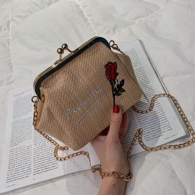 

Tailored Fashion Women Weave Embroidery Rose Stripe Bucket Bag Crossbody Bag Shoulder Bag