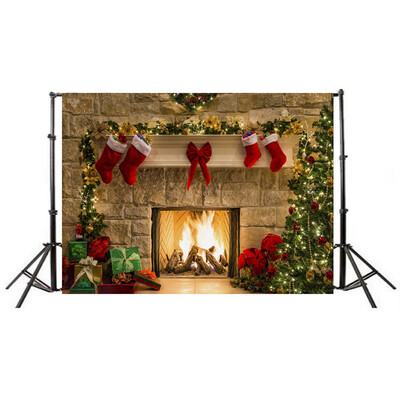 

Toponeto Christmas Backdrops Vinyl 5x3FT Fireplace Background Photography Studio