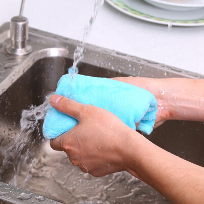 

100 Bamboo Kitchen Dish Cloths New Hangable Coral Velvet Towel Kitchen Cleaning Towel Lint Absorbent Rag Dish Cloth