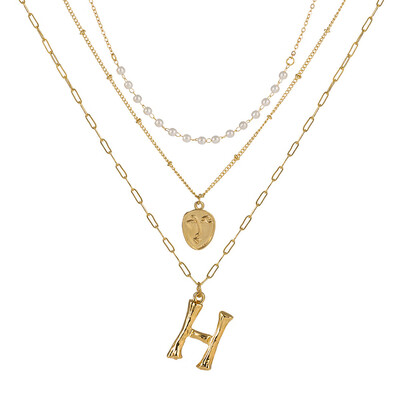 

2019 New Face Coin Beads Alphabet Initial LetterPendant Necklace Female Gold Color Chain Choker Collar Necklaces for Women