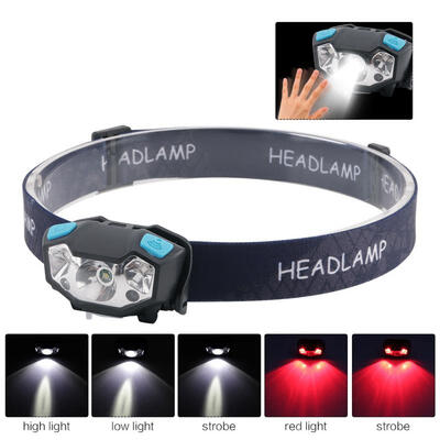 

Rechargeable 5-Mode LED Headlamp IR Sensor Headlight Outdoor Camping Flashlight Head Light Torch Lamp Waterproof