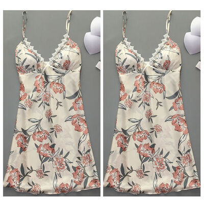 

Sexy New Women V-neck Satin Silk Lace Lingerie Pajama Robe Night Dress Nightgown Sleepwear