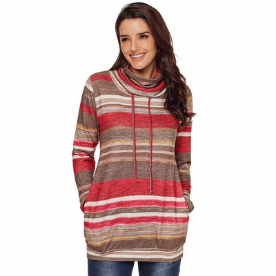 

Multi-color stitching collar long-sleeved warm sports leisure hooded sweatshirt