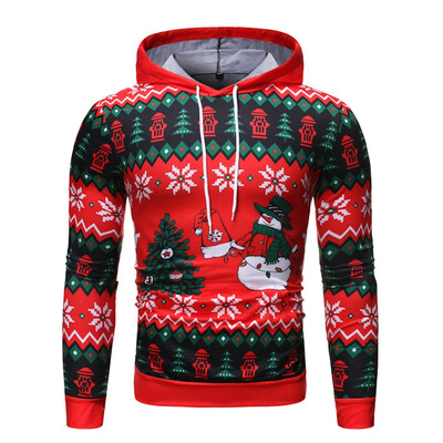 

Toponeto Mens Fashion New Style Christmas 3-D Printed Long-Sleeved Cap And Blouse