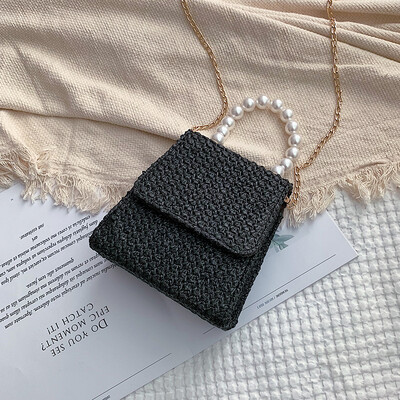 

Fashion pearl handbag female 2019 new literary forest woven bag casual wild chain shoulder Messenger bag