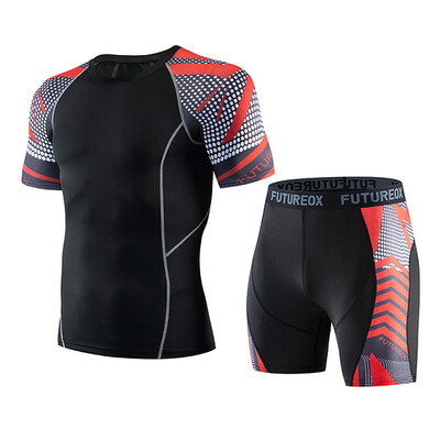 

Toponeto Mens Casual Fitness Fast Drying Elastic Short Sleeve Short Pants Sports Suit