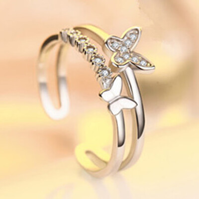 

Open Butterfly Ring Diamond Openable Adjustable Silver