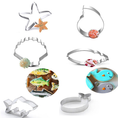 

6Pcs Marine Seashell Starfish Mold DIY Cake Biscuit Cookie Cutter Baking Tool