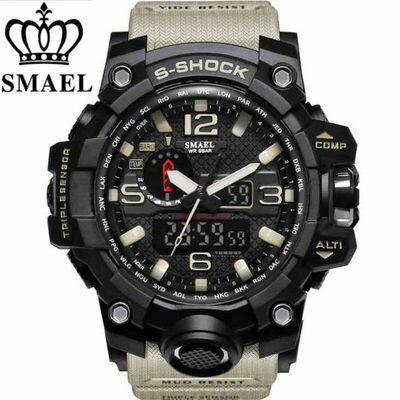 

SMAEL Mens Sport Watches Military Shock Analog Quartz Dual Display Digital Waterproof Watch