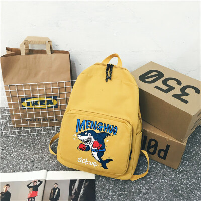 

Backpack female new fashion letters cartoon shark student bag wild leisure travel backpack