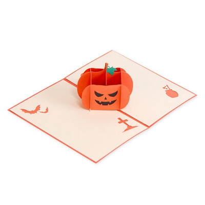 

Halloween 3D Popup Angry Pumpkin Greeting Card Creative Holiday Invitations Card Envelope Included for Festival Congratulation