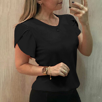 

Starmoon Womens Summer Short Sleeve Shirt Solid O-neck Casual Blouse Tops