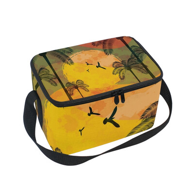 

Lunch Box Insulated Lunch Bag Large Cooler Summer Sunset Tote Bagfor Kids Men Women