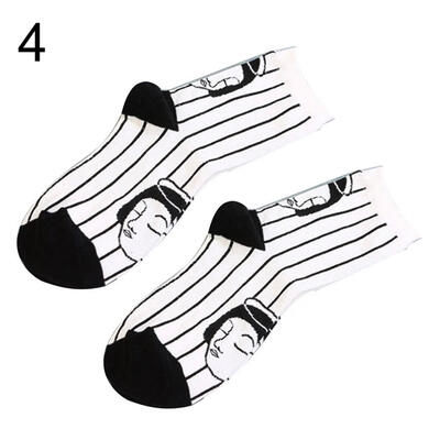 

Spring Autumn Funny Human Face Print Women Breathable Cotton Stretch Crew Socks