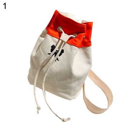 

Fashion Bowknot Print Large Capacity Drawstring Canvas Women Shoulder Bag Pouch