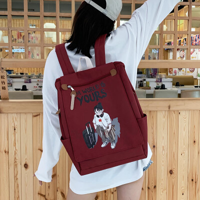 

Summer fresh big bag female 2019 simple texture canvas backpack wild natural student large capacity backpack