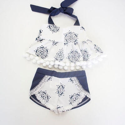 

Summer Toddler Baby Kids Girls Tops VestShort Pants 2pcs Outfits Set Costume