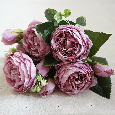 

Roses Artificial Flowers Fake Rose Silk Bouquet Home Wedding Party Decoration