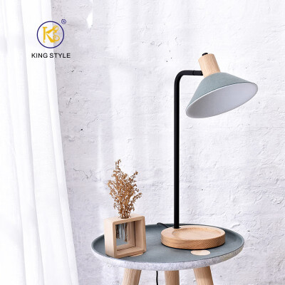 

Nordic style solid wood lamp creative study bedroom bedside night light