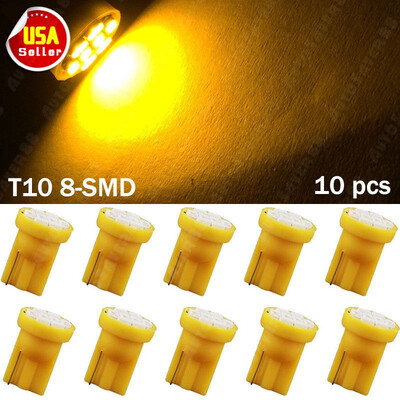 

10X Amber Yellow T10 8SMD LED Instrument Panel Dash Light Bulbs W5W 158 192 2825