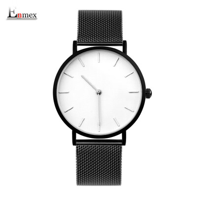 

Enmex two-needle light-and-thin steel-woven-quality wrist watch with simple&mysterious feeling during the translation of the