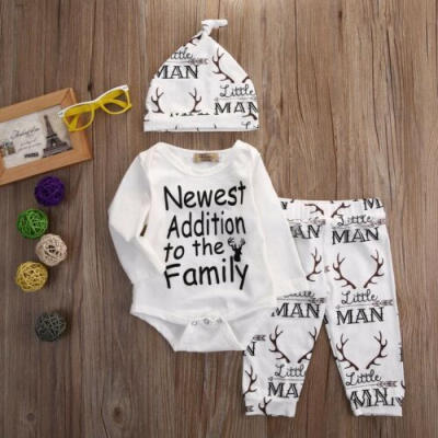 

3pcs Newborn Infant Baby Boys Outfits Clothes Romper Bodysuit Pants Outfits Set