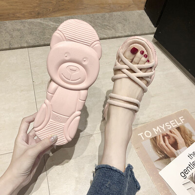 

Two women wear sandals Joker muffin thick bear sports fairy wind fashion slippers