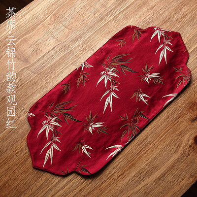 

Nanjing Yunjin Brocade Royal Pattern Teapot Placemat Chinese Gongfu Tea Ceremony Red Bamboo