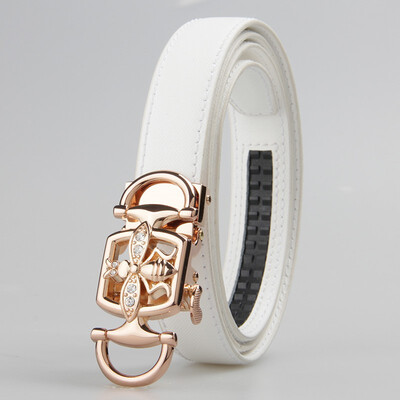 

BPSTAR Womens Automatic Buckle Genuine Leather Ladys Ratchet Holeless Belt Business High Quality Womens Real Belt for Pants