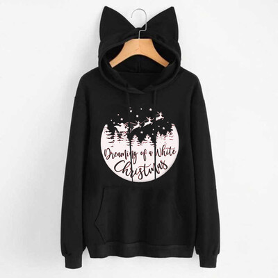 

Tailored Women Long Sleeve Print Casual Hooded Sweatshirt Pullover Top Blouse