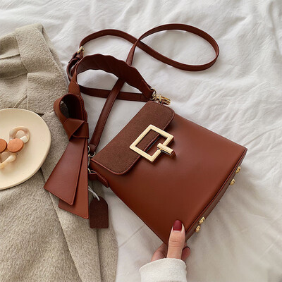 

Chic new 2019 retro bucket bag with single shoulder oblique satchel