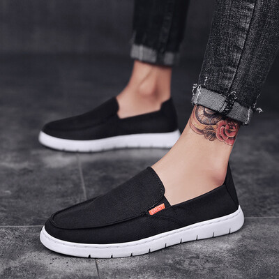 

Mens shoes 2019 new summer breathable trend lazy one pedal canvas wild tide shoes casual old Beijing cloth shoes