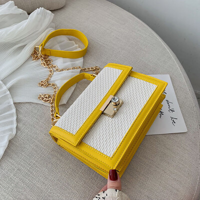 

Elegant Female Tote bag 2019 New Quality PU Leather Weaving Womens Luxury Handbag Diamond Lock Chain Shoulder Messenger Bags