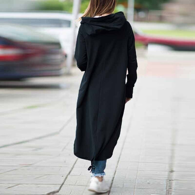 

Women Casual Zipper Long Sleeve Outwear Overcoat Irregular Solid Hoodie Jacket