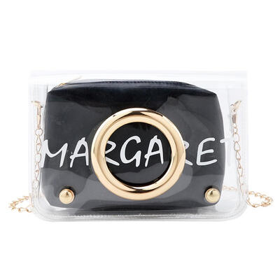 

2pcsset Letter Print Clear Shoulder Handbags PVC Women Crossbody Clutch