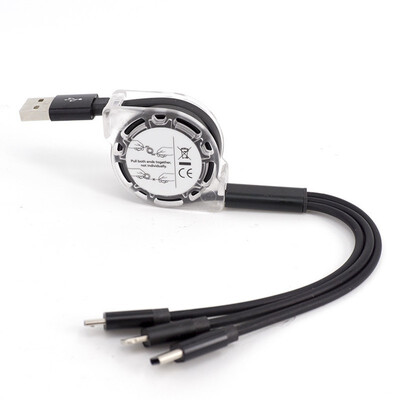

3 in 1 Retractable Cable Micro USB Type C 8 Pin Lighting Multi Charging Cable Mobile Phone Data Cable for iPhone Sumsung