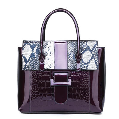 

Ladies Shoulder Handbag PU Leather Snake Top-handle Bag Large Shopping Tote