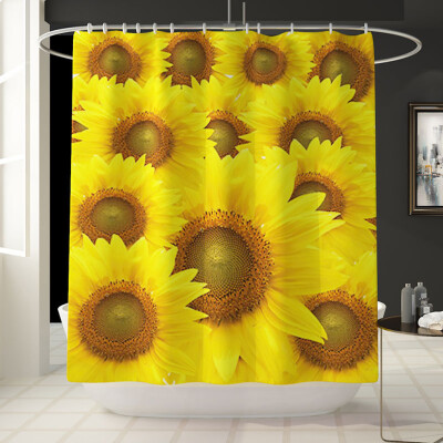 

〖Follure〗Sunflower Shower Curtain Floor Mat Four-piece Bathroom Mat Set