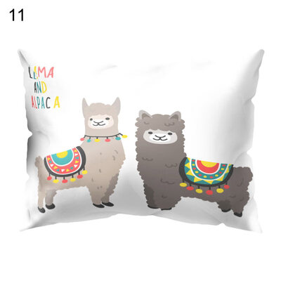 

Cute Cartoon Alpaca Pillow Case Waist Throw Cushion Cover Bedroom Decoration