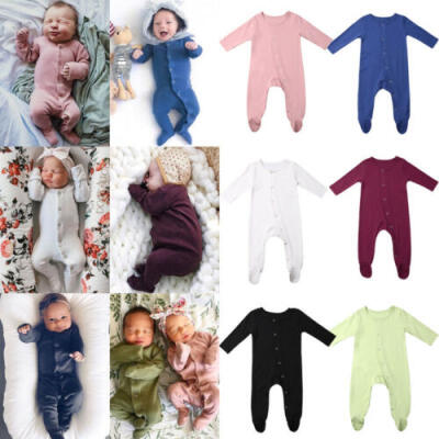 

Newborn Baby Girl Boy Long Sleeve Solid Romper Bodysuit Jumpsuit Outfits Clothes