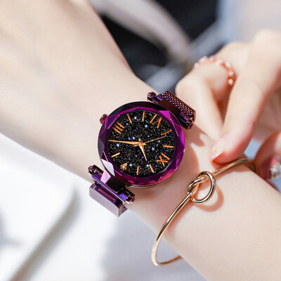 

Magnet Starry Sky Watch Women Luxury Watches Mesh Band Quartz Wristwatch Ladies Magnetic Buckle Clock Reloj Mujer Zegarek Damski