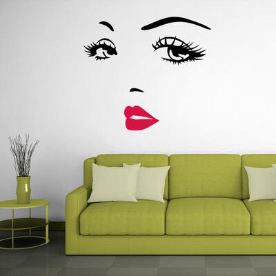 

Greensen Black PVC Wall Sticker Beautiful Woman Face Vinyl Art Decal Home Bedroom Decor Removable