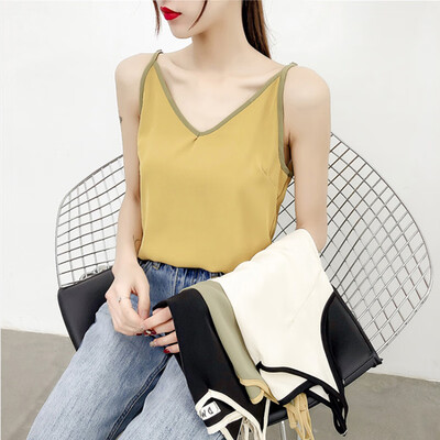 

Women tank top Summer Fashion Concise Sexy All-match Solid Color Sleeveless Slim Fit Camisole