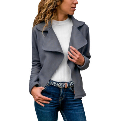 

Toponeto Women Casual Elegant Solid Color Slim Long Sleeve Lapel Cardigans Coats