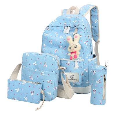 

Tailored 4 Sets Women Girl Rabbit Animals Travel Backpack School Bag Shoulder Bag Handbag