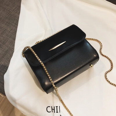 

Net red black bag female 2019 new shoulder Korean fashion retro casual wild chain slung small square bag