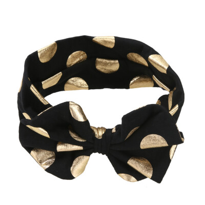 

Kids Baby Girls Metallic Bowknot Hairband Hot Stamping Dot Stretch Headband